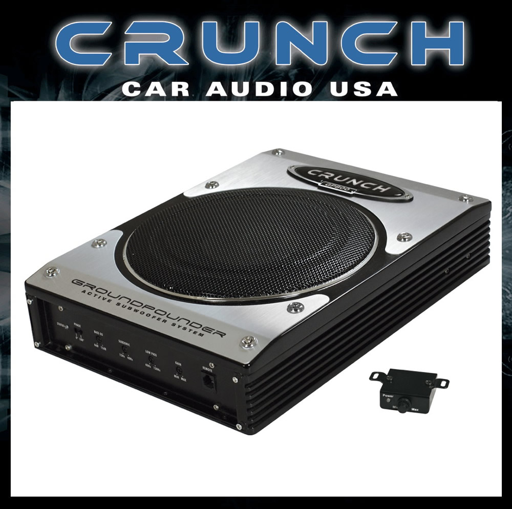 Crunch GP800 Aktiver Untersitz Subwoofer Bassbox mit Verstärker